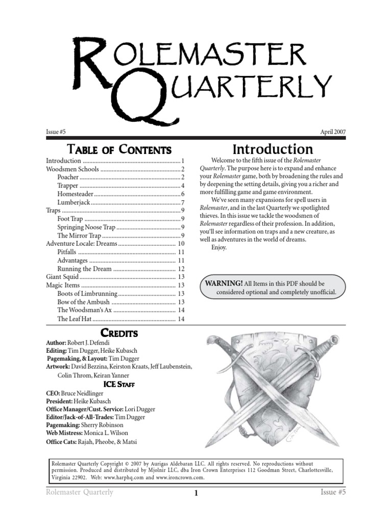 Rolemaster Quarterly 5 | PDF | Poaching | Crime & Violence