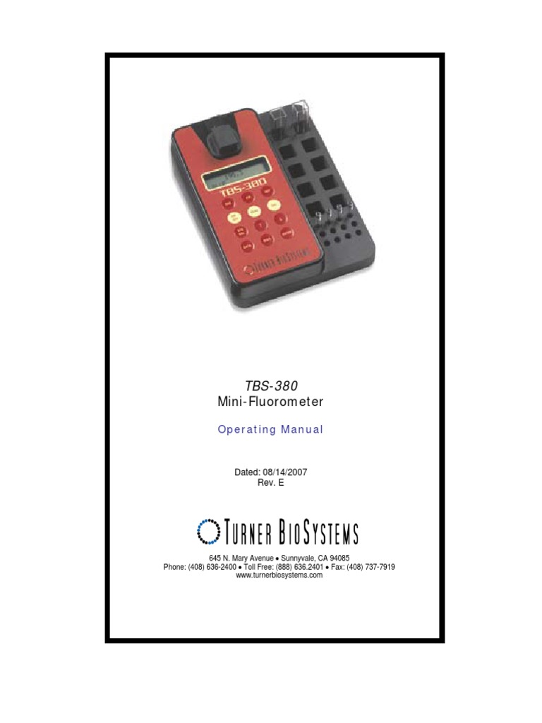 User's Manual MiniFluorometer PDF Calibration Ultraviolet