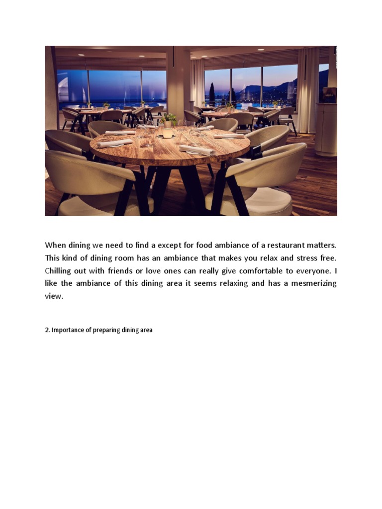 Importance of Preparing Dining Area PDF