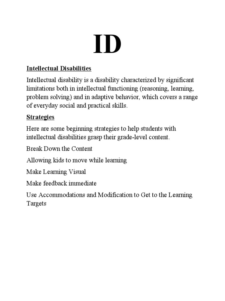 Intellectual Disabilities | PDF | Career & Growth | Science & Mathematics