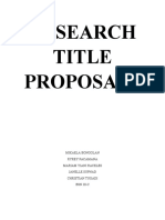 Research Title Proposals: Mikaela Bongolan Ryrey Pacamana Mariam Yiani Raceles Janelle Supnad Christian Tugadi BSN Iii-C