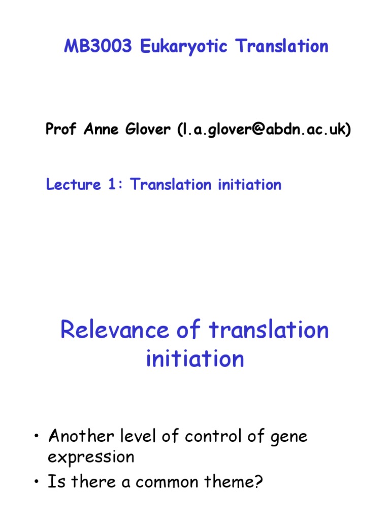Eukaryotic Translation Initiation Overview | PDF | Translation (Biology ...