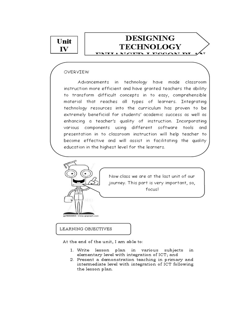 Designing Technology Enhanced Lesson Plan: Unit IV | PDF | Lesson Plan ...