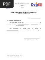 Certificate of Employment: To Whom It May Concern