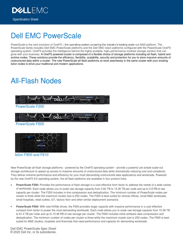 h18248 Spec Sheet Dell Emc Powerscale PDF Solid State Drive Hard