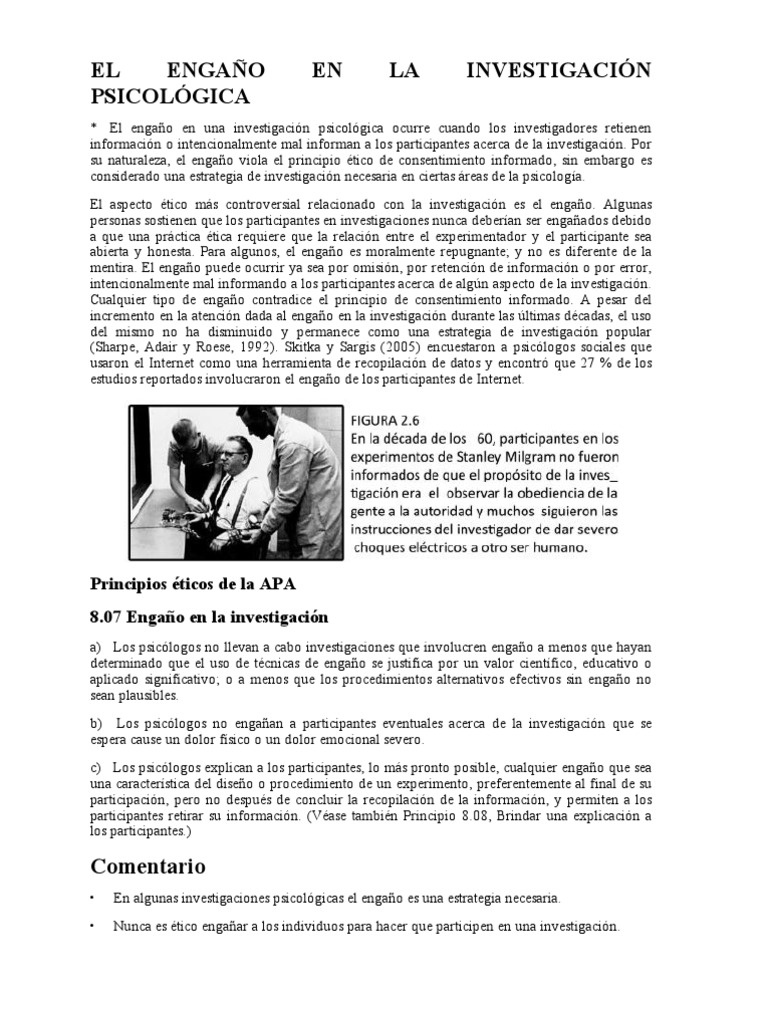 Ética del Engaño en Psicología | PDF | Sicología | Moralidad