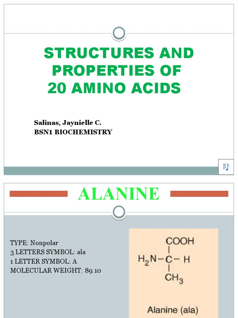 Structures and Properties of Amino Acid Recorded | PDF