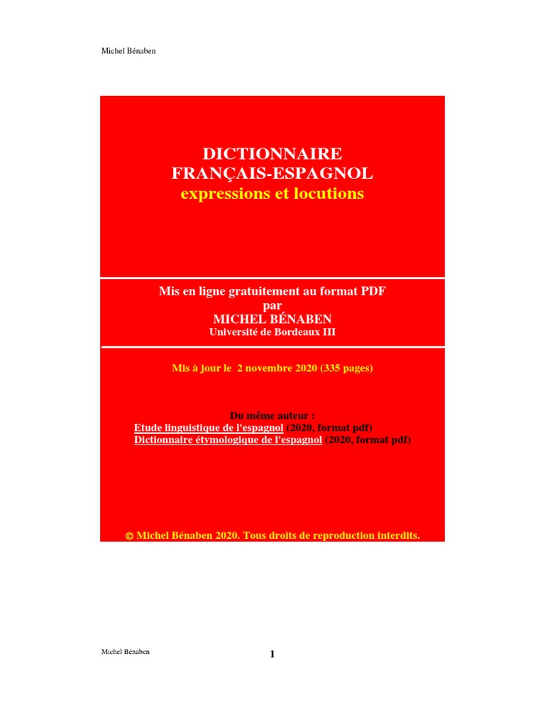 Dictionnaire Francais Espagnol PDF Dictionnaire Traductions photo