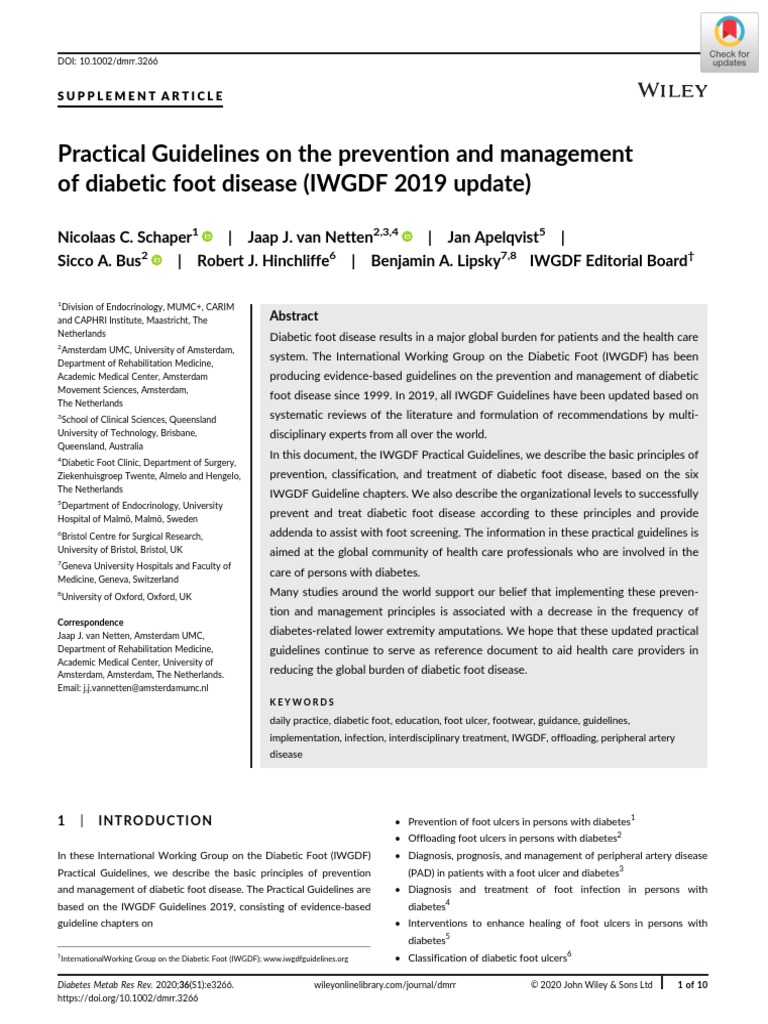 Practical Guidelines On The Prevention and Management of Diabetic Foot
