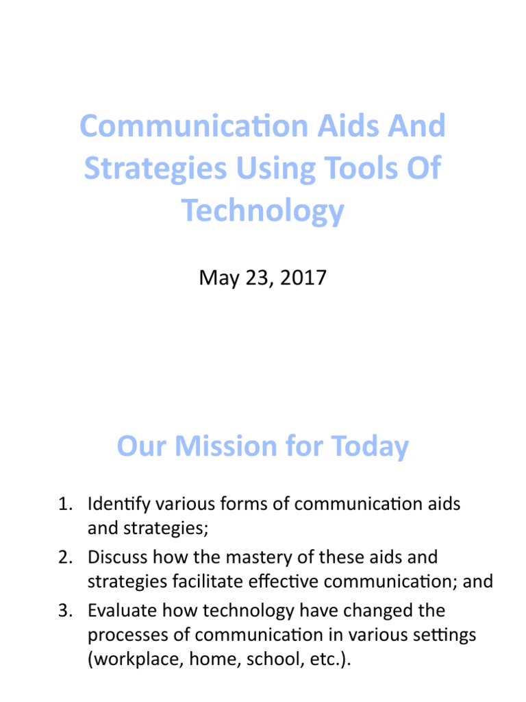 Communication Aids and Strategies Using Tools of Technology | Download ...