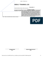 Weekly Training Log: (Please Specify Training Information by Descriptive Statement, Tables, Sketches, Figure Etc.)