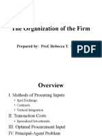 The Organization of The Firm: Prepared By: Prof. Rebecca T. Gorospe