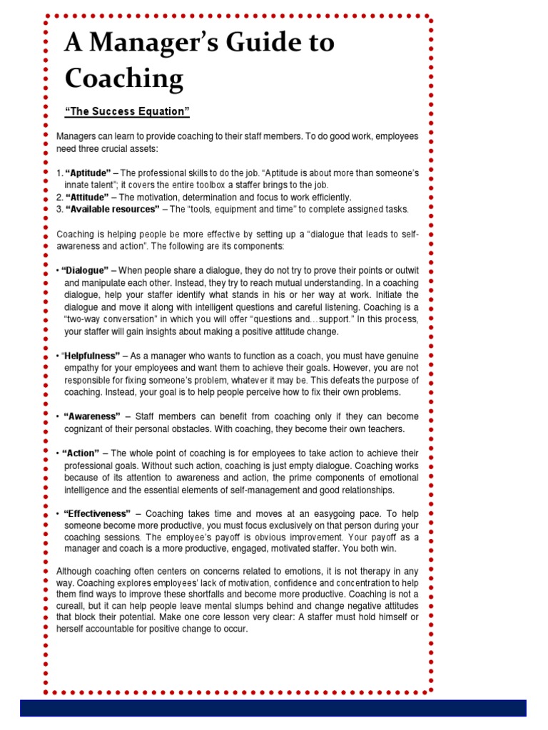 Coaching Strategies for Managerial Success | PDF | Goal | Motivation