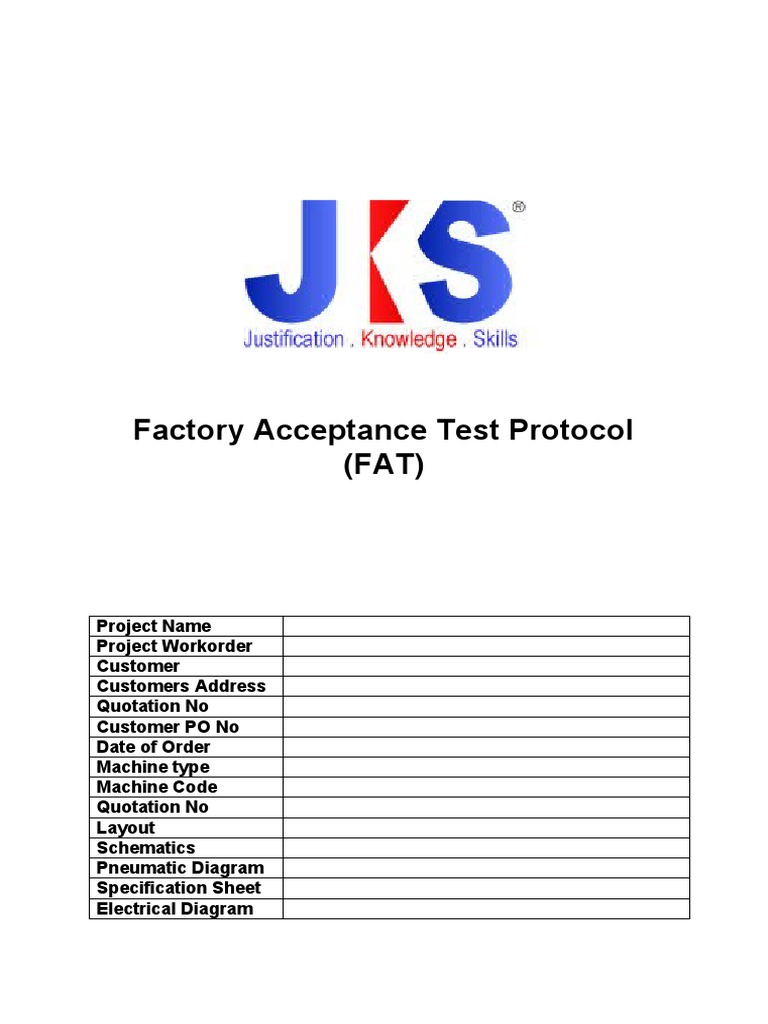 Factory Acceptance Test Protocol Overview | PDF | Thermostat | Valve