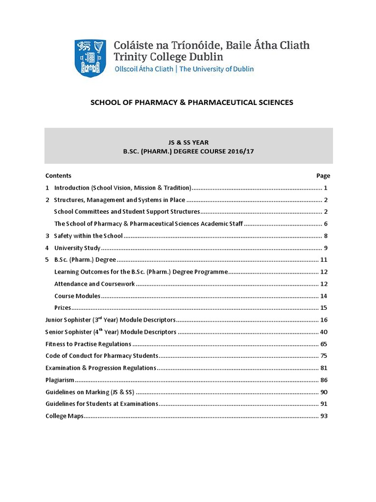 TCD Pharmacy Handbook Overview | PDF | Pharmacy | Pharmacology