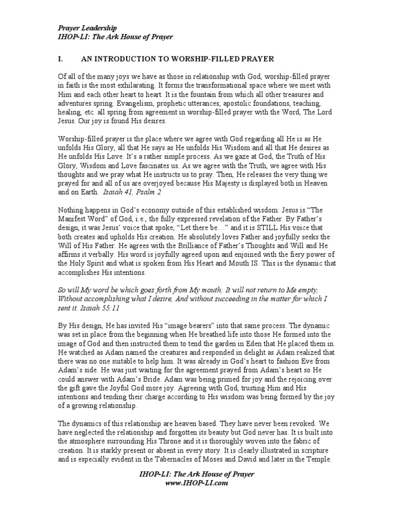 Prayer Leader Training | PDF | God The Father | Genesis Creation Narrative