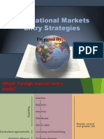 International Markets Entry Strategies: Prepared by