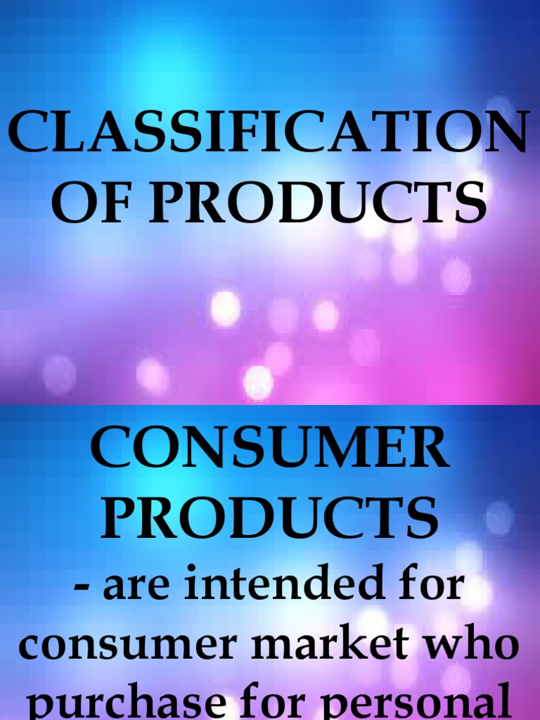 Classification of Products PDF