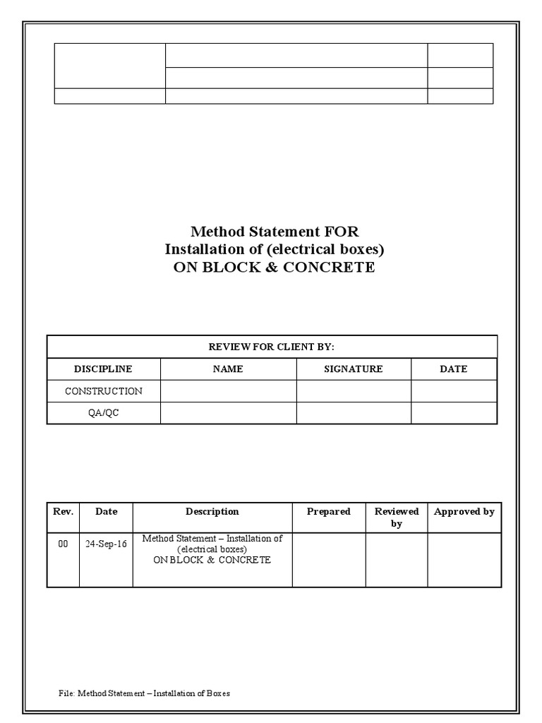 Electrical Box Installation Method Statement | PDF | Equipment | Components