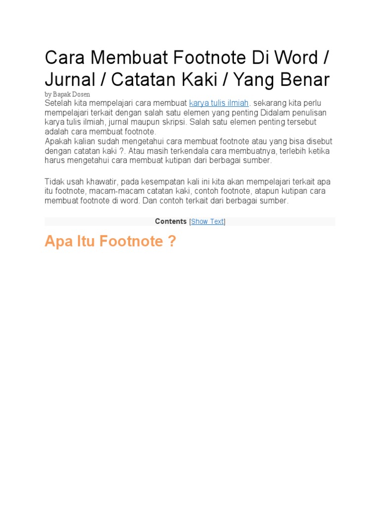 Cara Membuat Footnote Di Word | PDF | Seni & Disiplin Bahasa