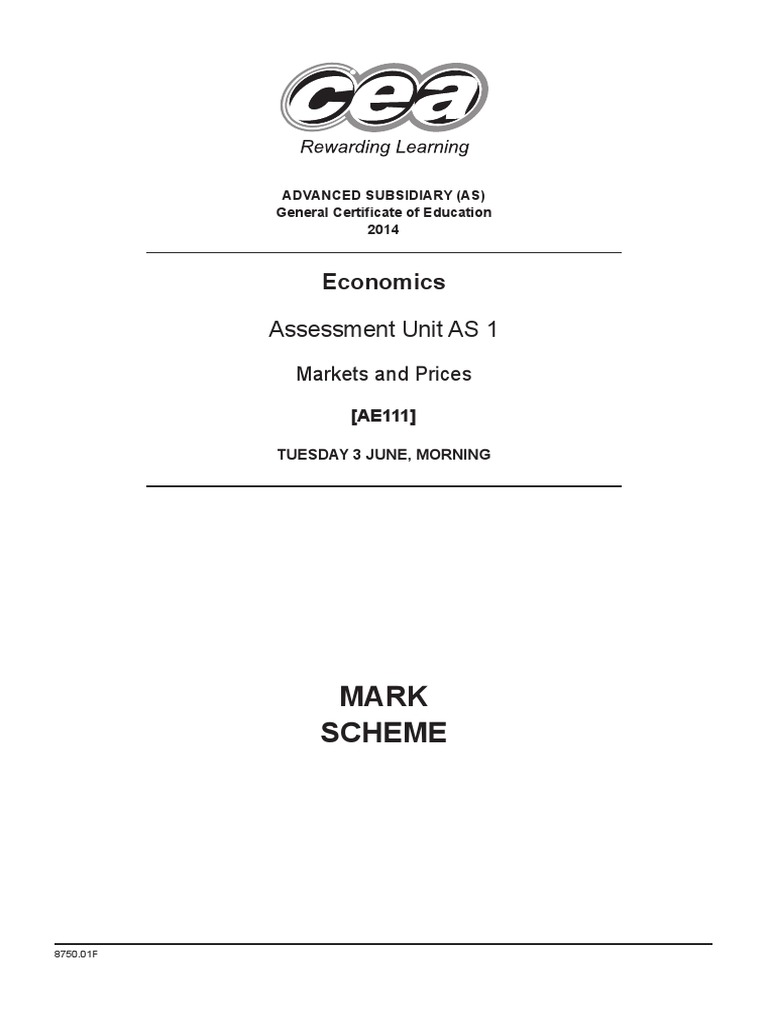 A2as Econ Past Papers Mark Schemes Standard Mayjune Series 2014 14423