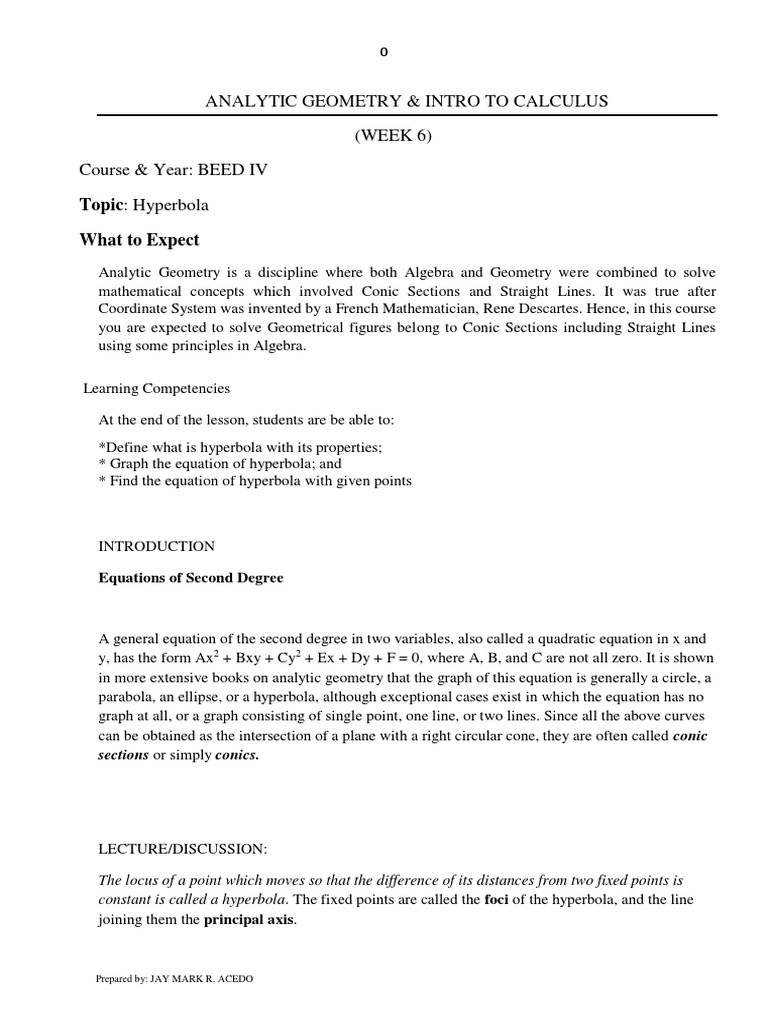 Learning Module Week 6 in Math 411 PDF | PDF | Analytic Geometry | Line ...