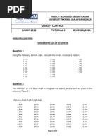 Quality Control BMMP 2333 Tutorial 2 SESI 2020/2021: Fakulti Teknologi Kejuruteraan Universiti Teknikal Malaysia Melaka