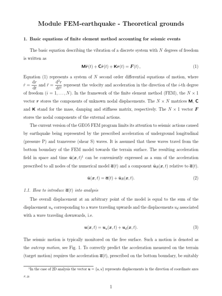 FEM for Earthquake Analysis Basics | PDF | Eigenvalues And Eigenvectors ...
