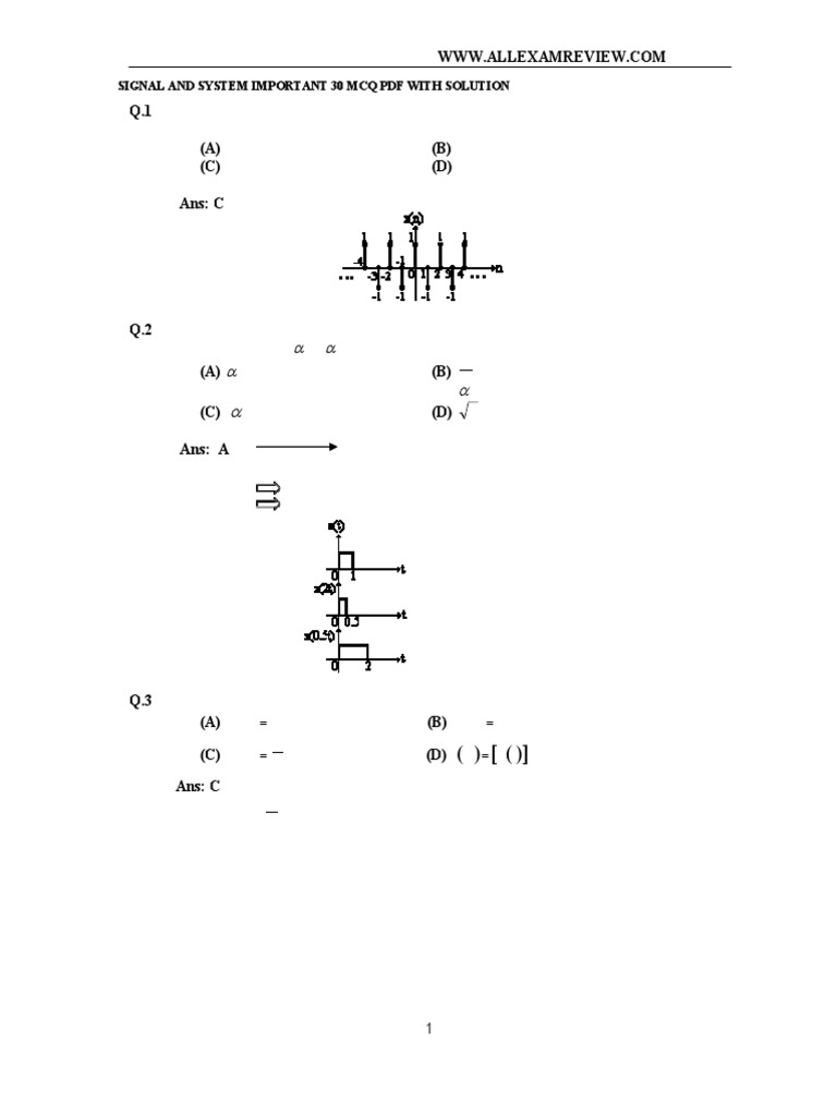 Signal and System MCQs with Solutions | PDF | Sampling (Signal ...