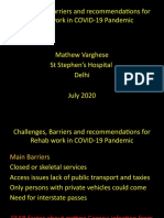 Challenges, Barriers and Recommendations For Rehab Work in COVID-19 Pandemic