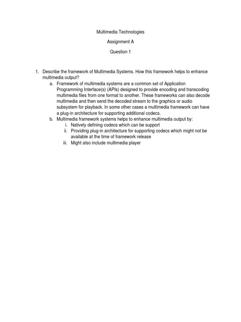 Multimedia Systems Framework Overview | PDF | Technology & Engineering