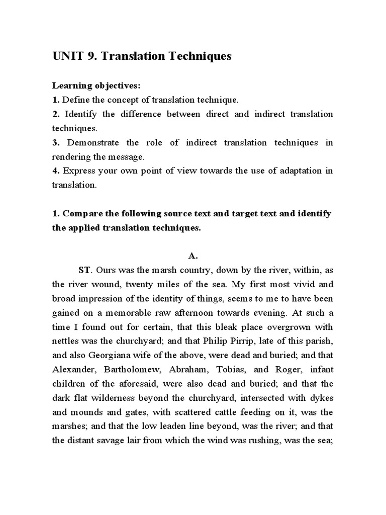 UNIT 9. Translation Techniques | PDF | Car | Nature