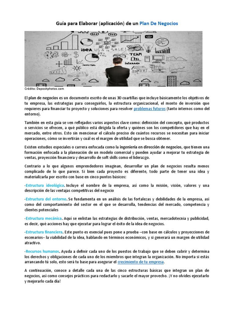 Guía para Elaborar un Plan de Negocios | PDF | Mercado (economía ...