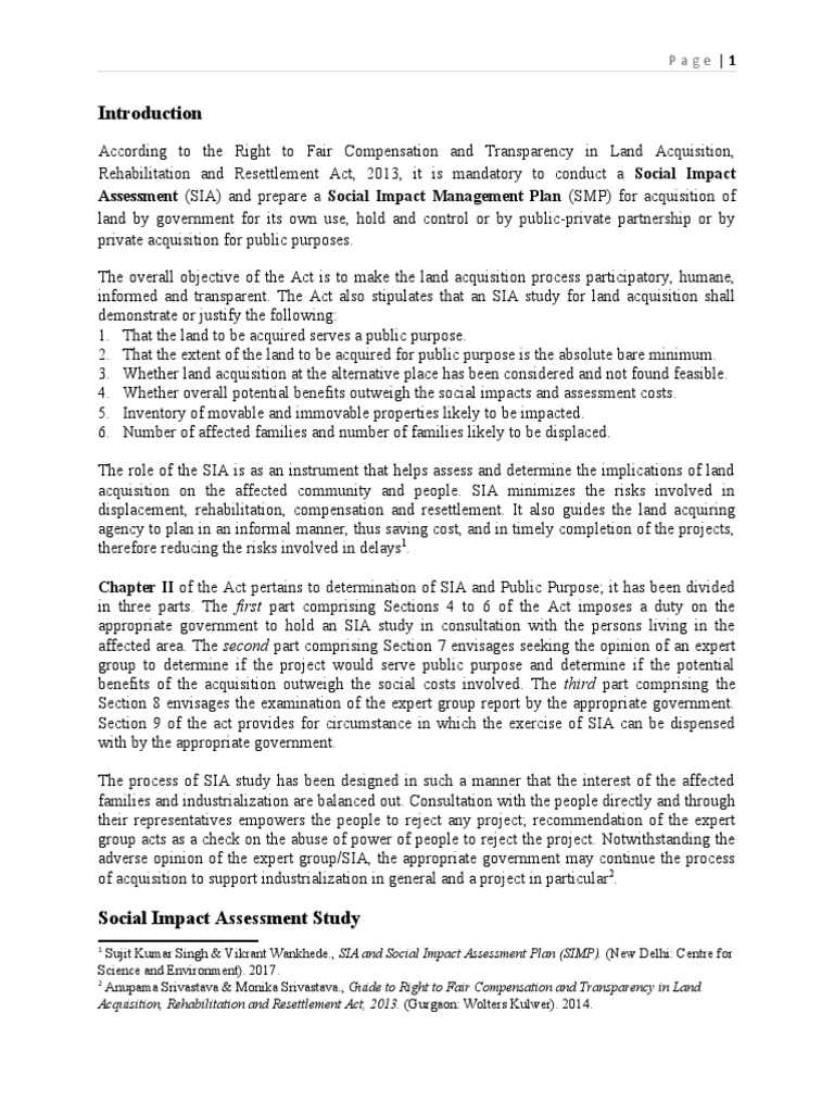 Social Impact Assessment in Land Acquisition | PDF | Environmental ...