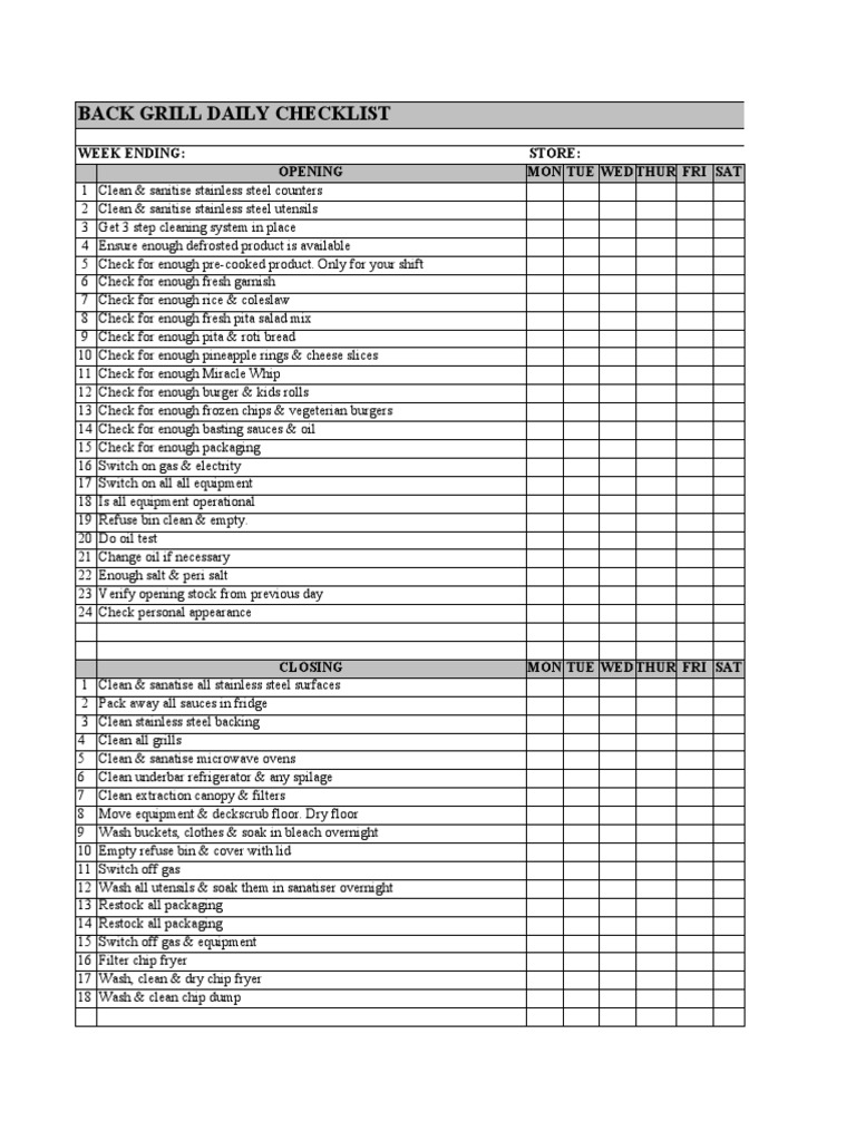 Back Grill Checklist PDF