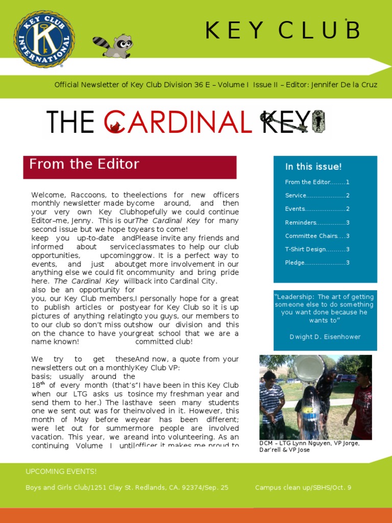 Key Club: From The Editor | PDF