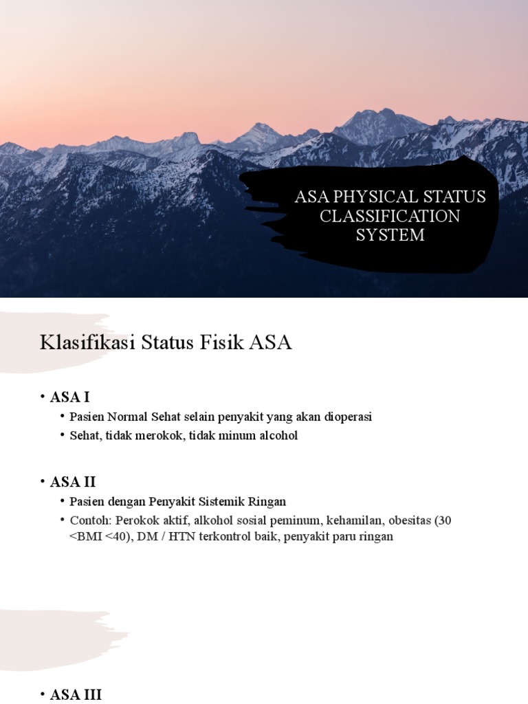 Klasifikasi Status Fisik ASA | PDF