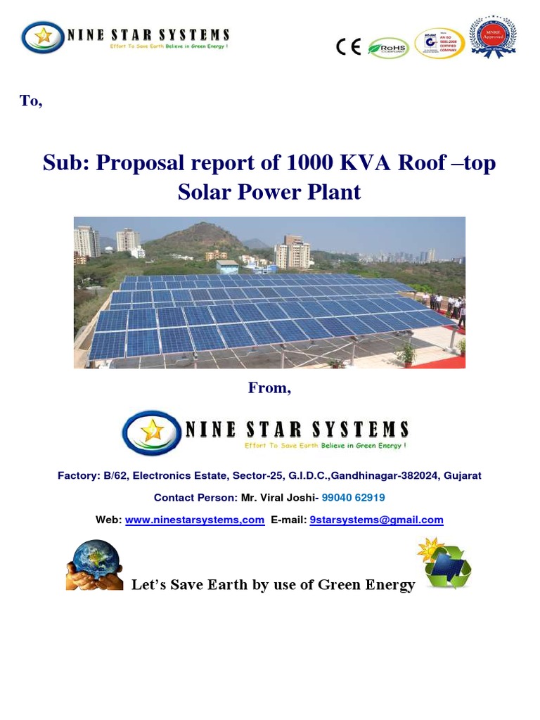 1 MW Rooftop Solar Power Proposal | PDF | Photovoltaic System |  Photovoltaics