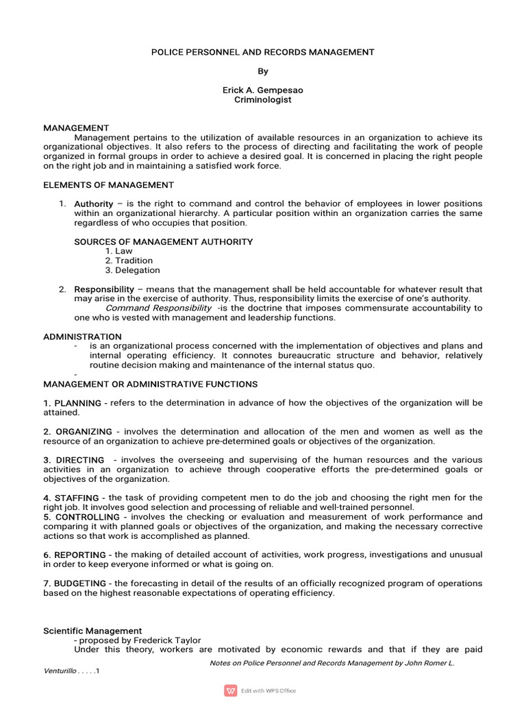(Lea) Police Personnel and Records Management | PDF