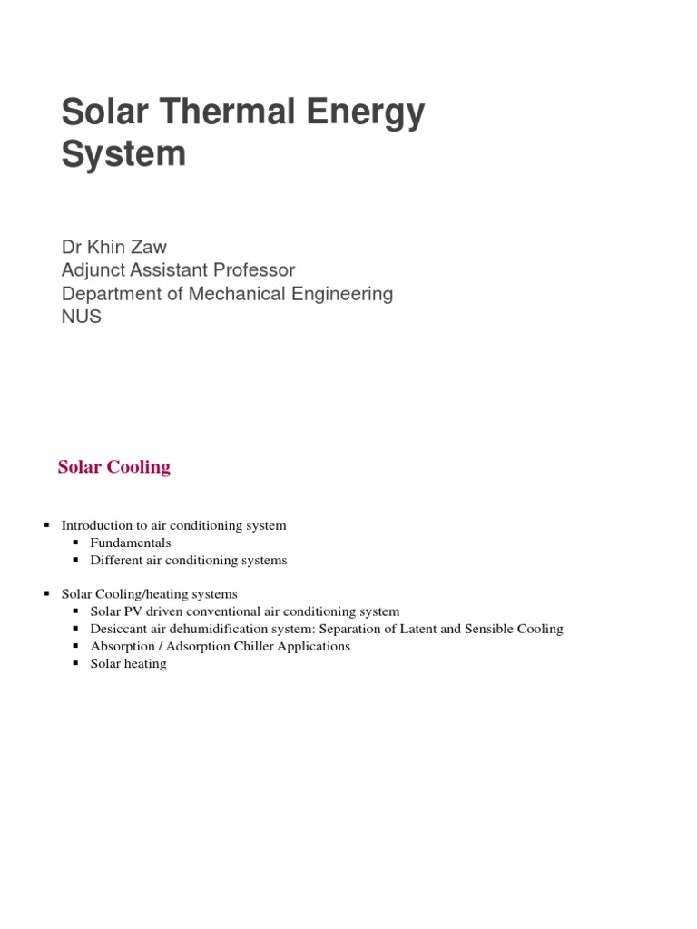 Solar Thermal Air Conditioning Systems | PDF | Energy Storage | Air ...