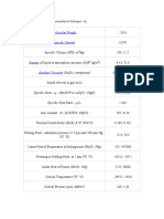 Molecular Weight Specific Gravity: /LB, M /KG), KG/M /FT S, Centipoises)