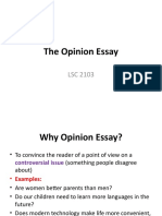 Opinion Essay Structure - Teacher