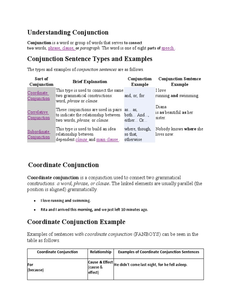 Understanding Conjunction: Phrase, Clause, Speech | PDF | Semiotics ...