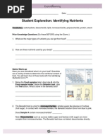 Student Exploration: Identifying Nutrients