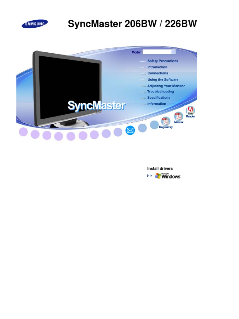 Syncmaster 206Bw / 226Bw: Install Drivers