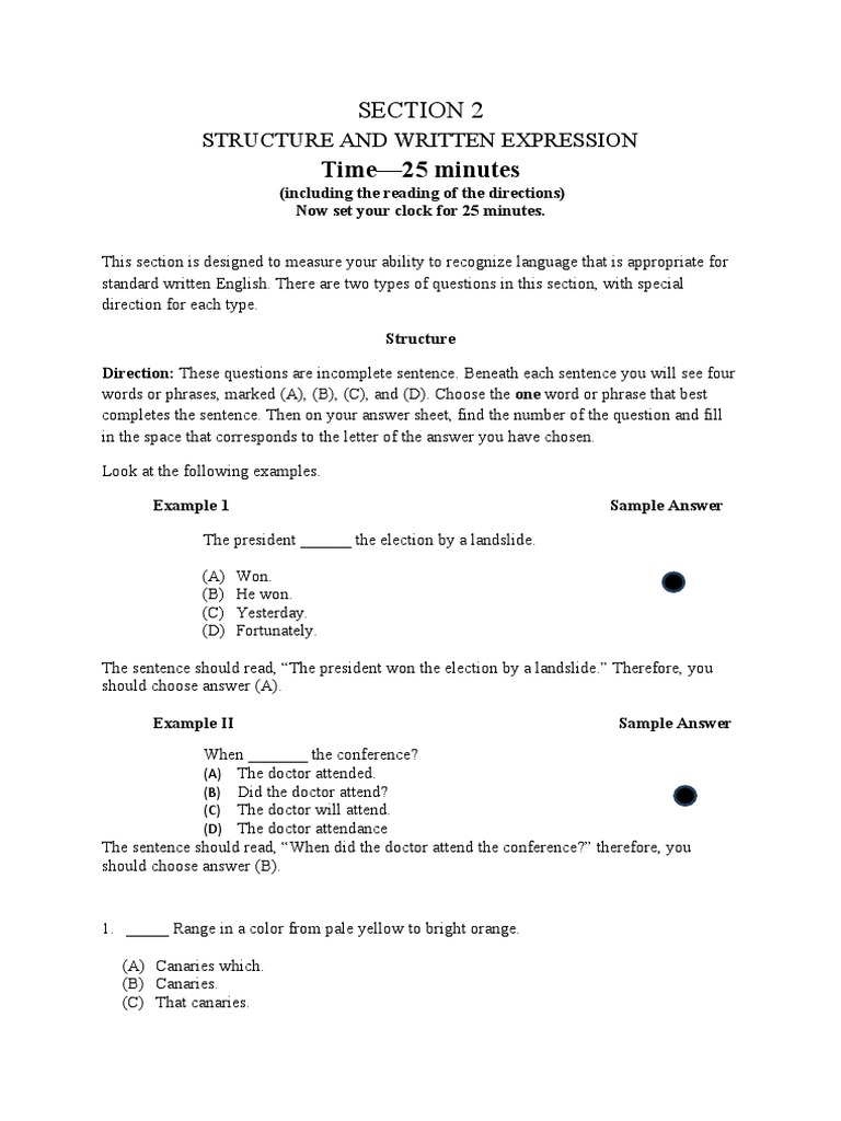 Direction section 2 structure and written expression pdf mountains
