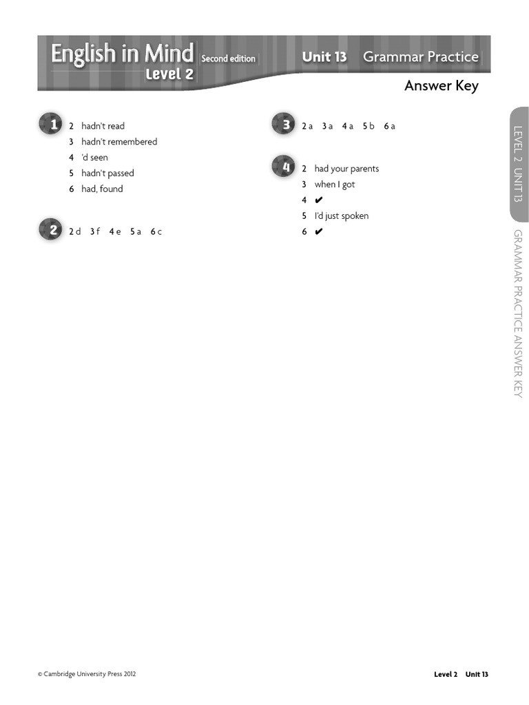 Level 2: Unit 13 Grammar Practice | PDF