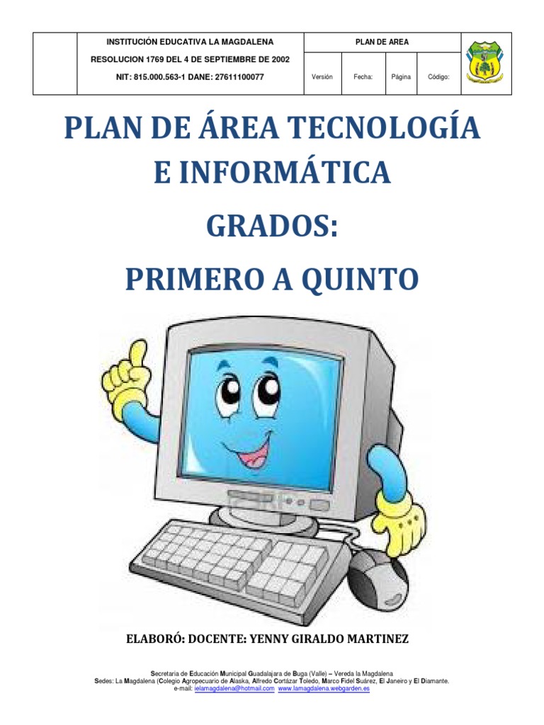 Plan de Área: Tecnología e Informática | PDF | Educación primaria ...