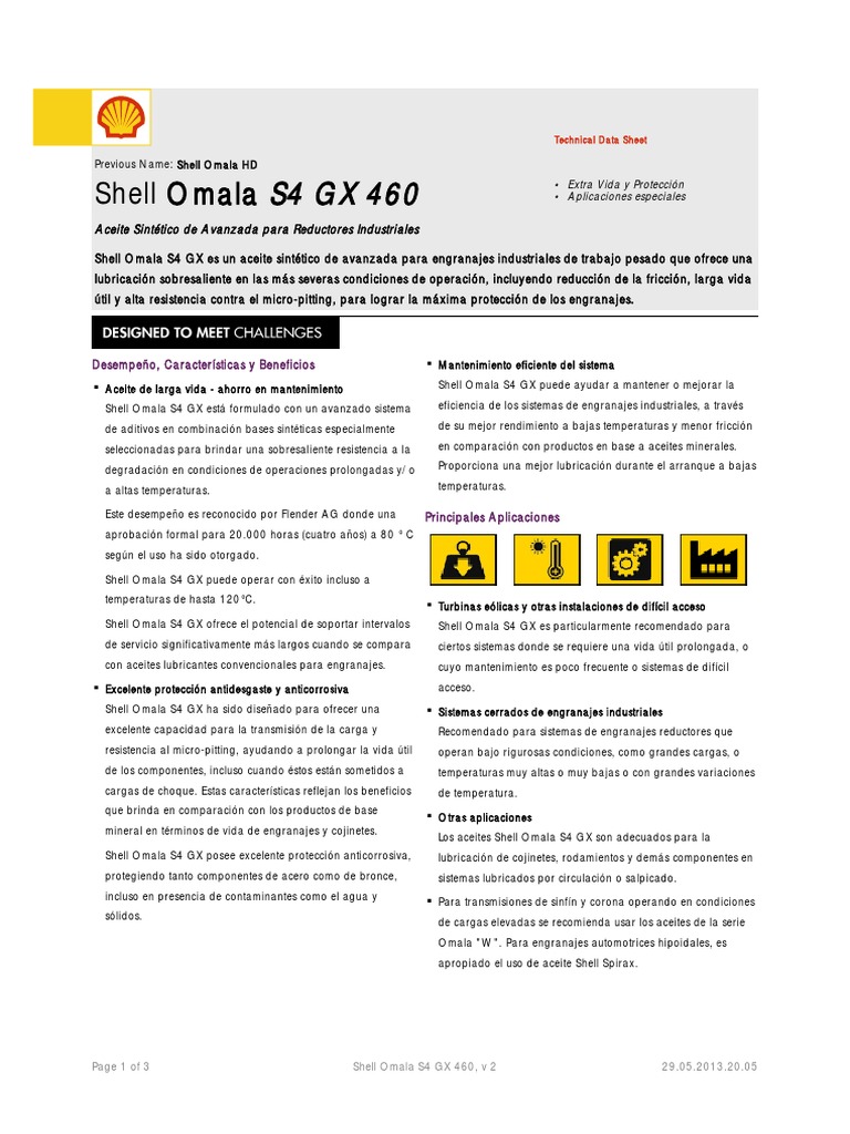 Omala S4 GX 460 | PDF | Engranaje | Lubricante
