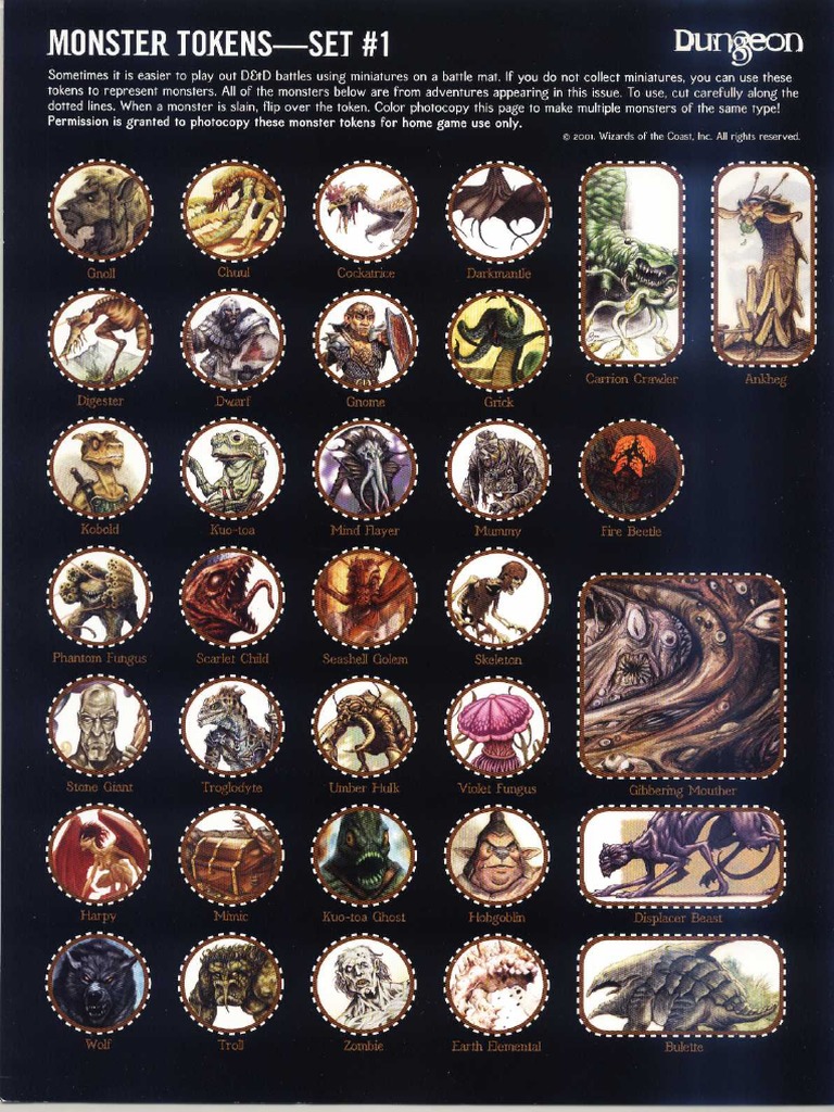 Dungeon - Monster Tokens Set 1 PDF | PDF